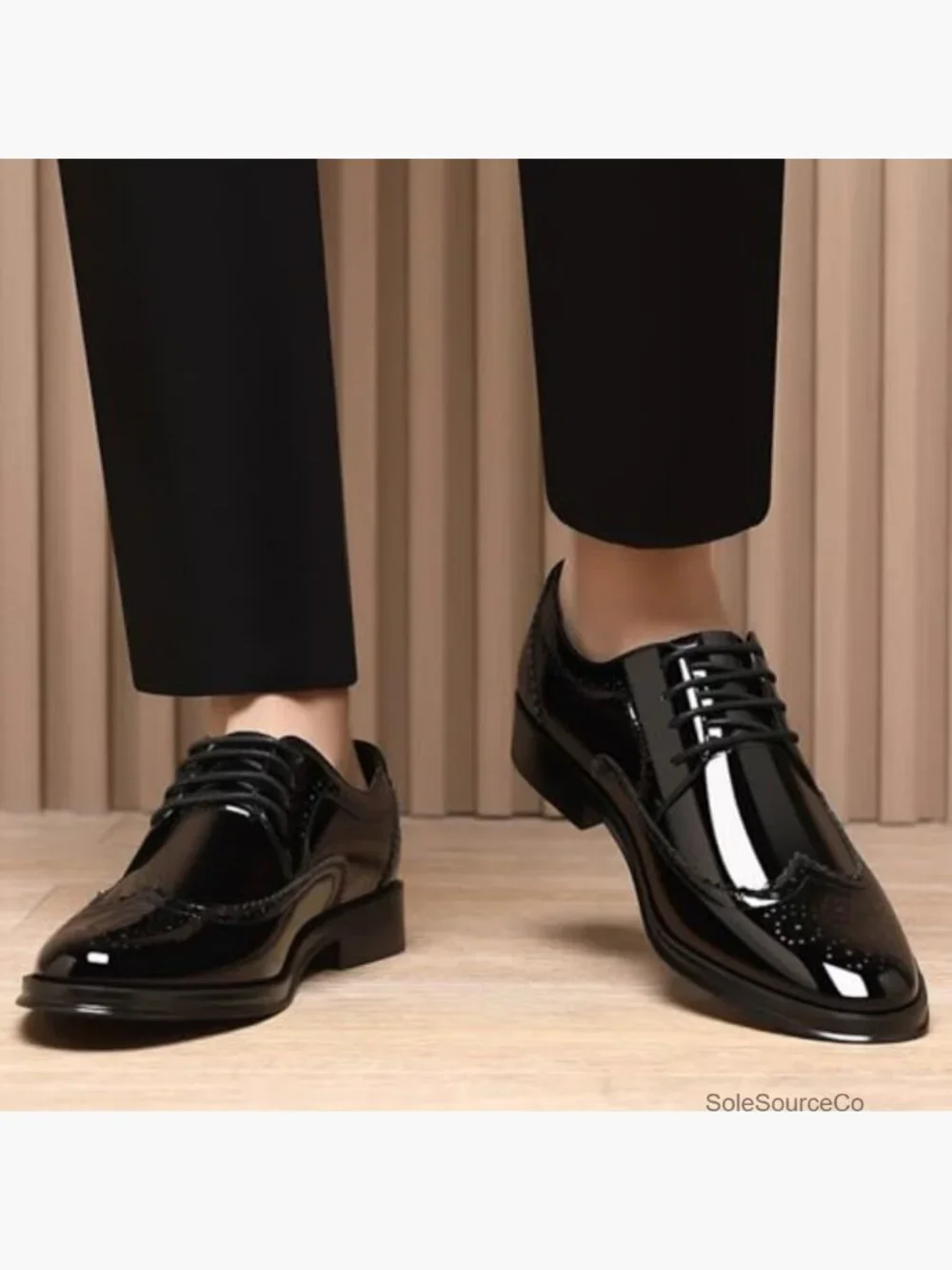 Men's Patent Leather Wingtip Brogue Oxfords Dress Shoes Lace Up Formal Derby
